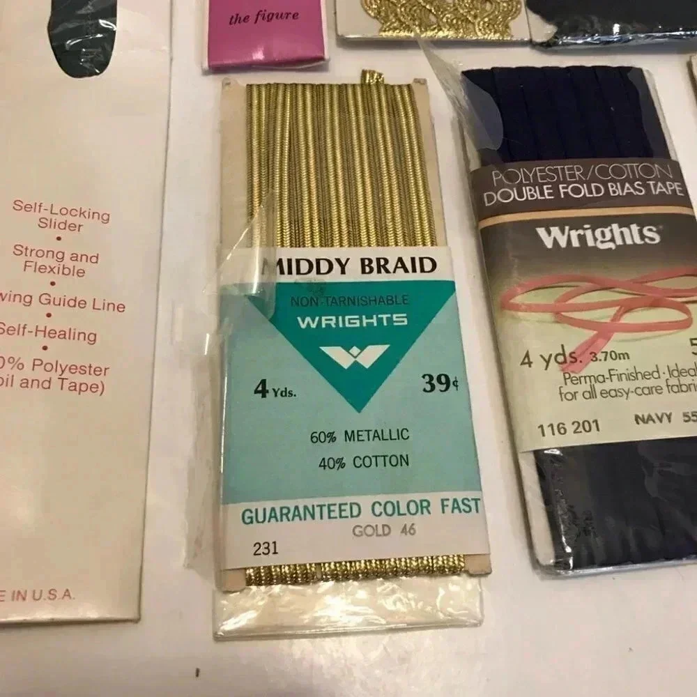 NEW Vintage Lot Ric Rick Rack Edging Zig Zag Trim Wrights Edge Tape Zippers Lot